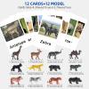 MEROCO Montessori Zoo Safari Animal Match - Miniature Figurines with 2 Part Matching Cards Montessori Language Materials Preschool Learning Toy NEWTT004 view 4