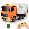 DOUBLE E Benz Licensed Remote Control Garbage Truck Electric Recycling Toy Set with Trash Bin Real Lights Rechargeable Waste Management Trash Truck Toys Gift for Kids view 1