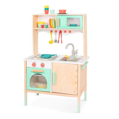 B. toys Mini Chef Kitchenette Pretend Play Wooden Play Kitchen Kitchen for Kids Kitchen Play Set & Accessories (20+ Pieces) 3+ Years