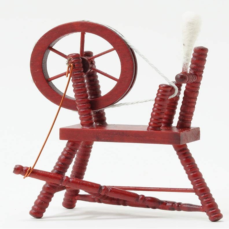 Classics by Handley Dollhouse Miniature Spinning Wheel, Mahogany