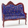 Classics by Handley Dollhouse Miniature Victorian Sofa, Mahogany with Blue Floral Fabric view 1