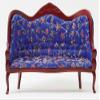 Classics by Handley Dollhouse Miniature Victorian Sofa, Mahogany with Blue Floral Fabric view 2