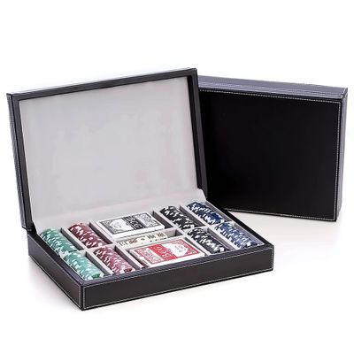 Bey-Berk Personalized Mason 200-Chip Leather Poker Set (Black), 11.5g Clay Composite Chips with Playing Cards and Dice in 12" x 8" x 2.75" Case