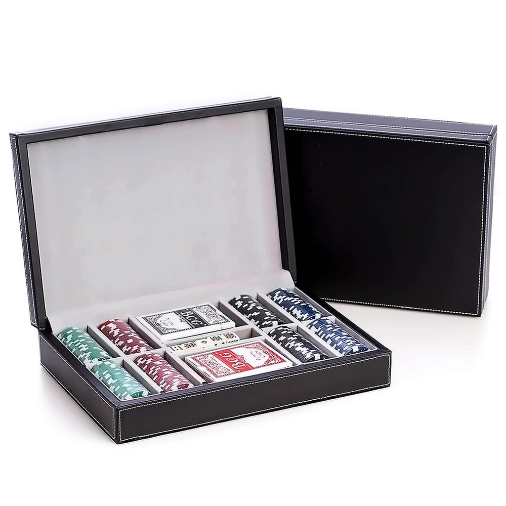 Bey-Berk Personalized Mason 200-Chip Leather Poker Set (Black), 11.5g Clay Composite Chips with Playing Cards and Dice in 12" x 8" x 2.75" Case