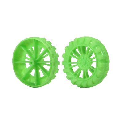 MroMax 40x10mm RC Cars Wheels, 2Packs Green Toys Wheels, 2mm Dia Shaft Plastic Model Wheels for DIY Toy, RC Car, Truck, Boat and Helicopter Model Part