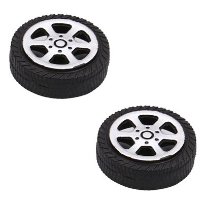 MroMax 1-Inch RC Cars Wheels, 4Packs Black Toys Wheels, 2mm Dia Shaft Plastic Model Wheels for DIY Toy, RC Car, Truck, Boat and Helicopter Model Part
