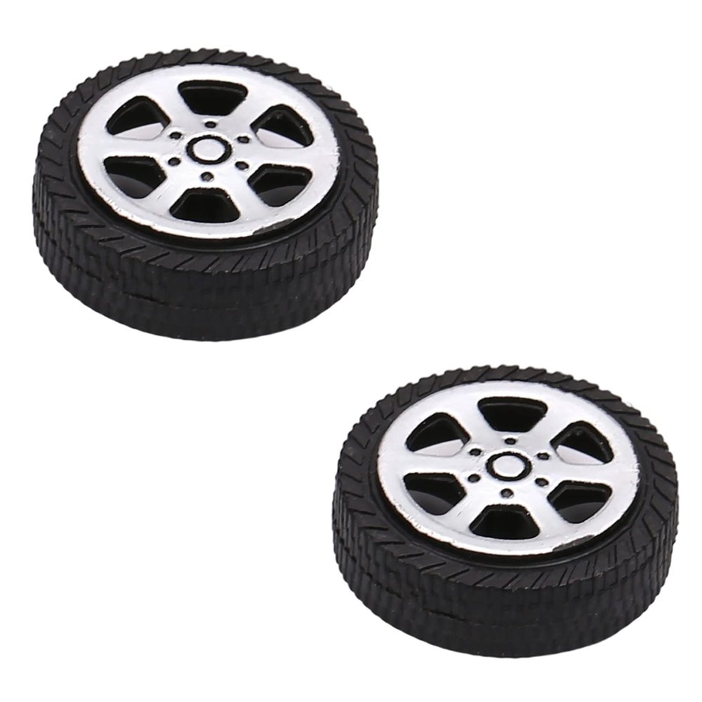 MroMax 1-Inch RC Cars Wheels, 4Packs Black Toys Wheels, 2mm Dia Shaft Plastic Model Wheels for DIY Toy, RC Car, Truck, Boat and Helicopter Model Part