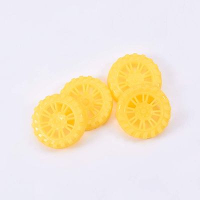 MroMax 30x8mm RC Cars Wheels, 4Packs Yellow Toys Wheels, 2mm Dia Shaft Plastic Model Wheels for DIY Toy, RC Car, Truck, Boat and Helicopter Model Part