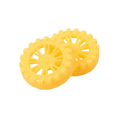 MroMax 35x9.4mm RC Cars Wheels, 2Packs Yellow Toys Wheels, 2mm Dia Shaft Plastic Model Wheels for DIY Toy, RC Car, Truck, Boat and Helicopter Model Part