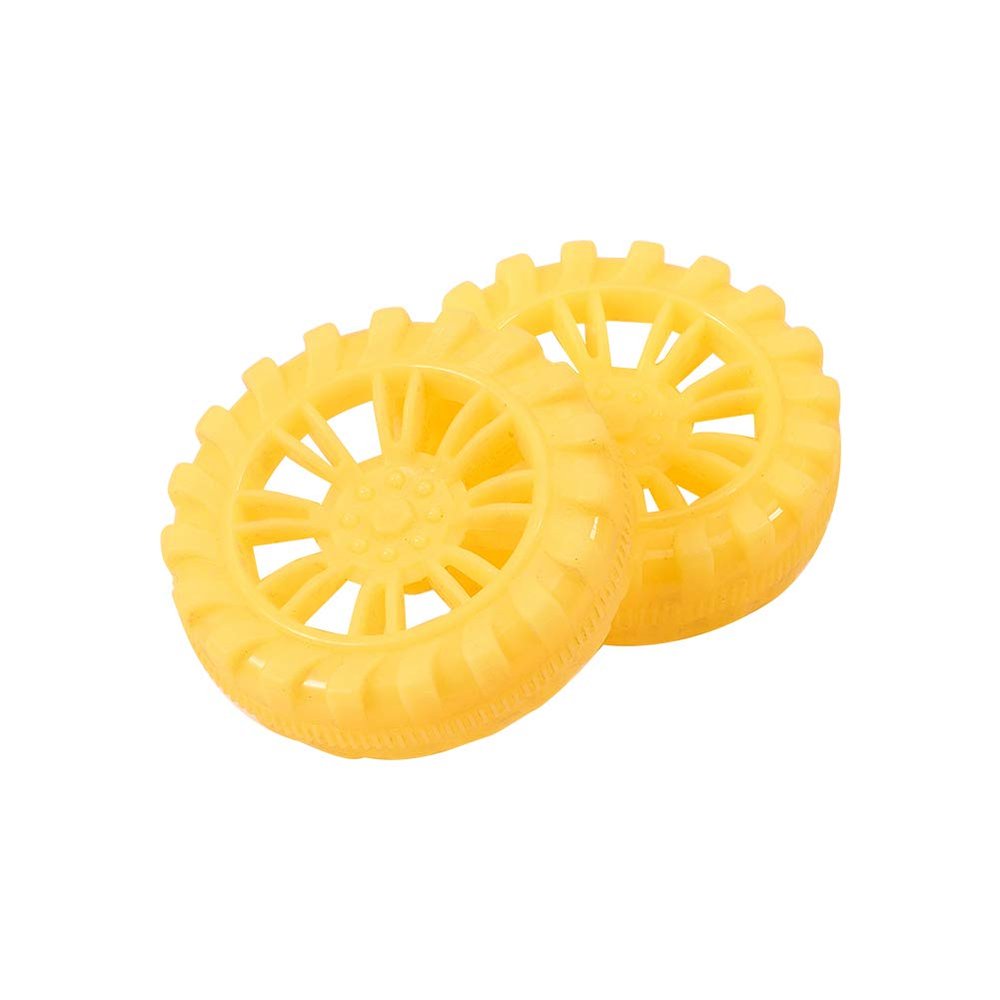 MroMax 35x9.4mm RC Cars Wheels, 2Packs Yellow Toys Wheels, 2mm Dia Shaft Plastic Model Wheels for DIY Toy, RC Car, Truck, Boat and Helicopter Model Part