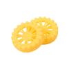 MroMax 35x9.4mm RC Cars Wheels, 2Packs Yellow Toys Wheels, 2mm Dia Shaft Plastic Model Wheels for DIY Toy, RC Car, Truck, Boat and Helicopter Model Part view 1