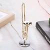 Trombon Miniatura Trombone Ornament Miniature Musical Instrument Trombone Model With Supoort And Case For Dollhouse Music Room Decoration view 3