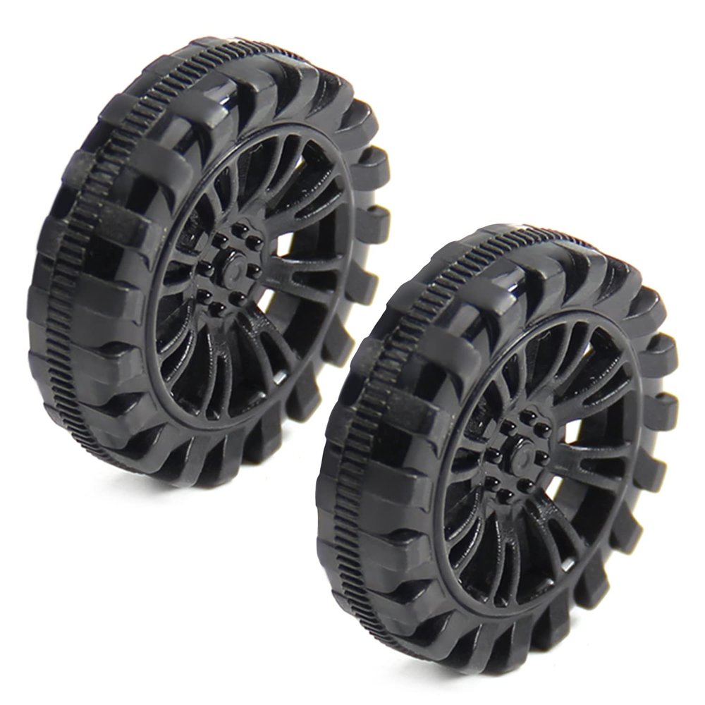 MroMax 30x8mm RC Cars Wheels, 2Packs Black Toys Wheels, 2mm Dia Shaft Plastic Model Wheels for DIY Toy, RC Car, Truck, Boat and Helicopter Model Part