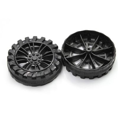MroMax 45x12mm RC Cars Wheels, 2Packs Black Toys Wheels, 2mm Dia Shaft Plastic Model Wheels for DIY Toy, RC Car, Truck, Boat and Helicopter Model Part