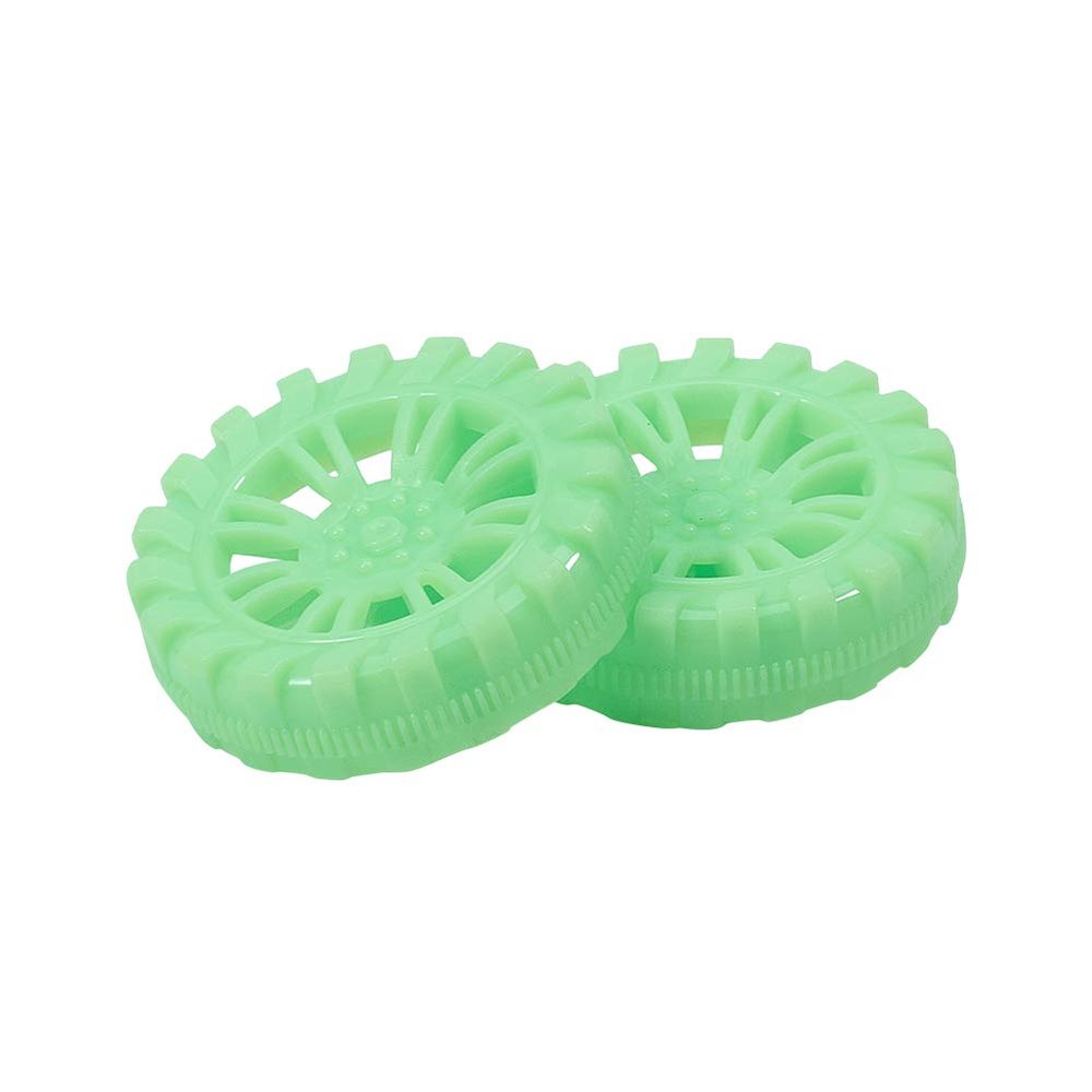 MroMax 30x8mm RC Cars Wheels, 2Packs Green Toys Wheels, 2mm Dia Shaft Plastic Model Wheels for DIY Toy, RC Car, Truck, Boat and Helicopter Model Part