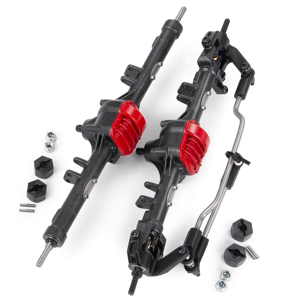 QUE-T Alloy Front Axle & Rear Axle for 1:10 Axial SCX10II AX90046 RC Crawler Car