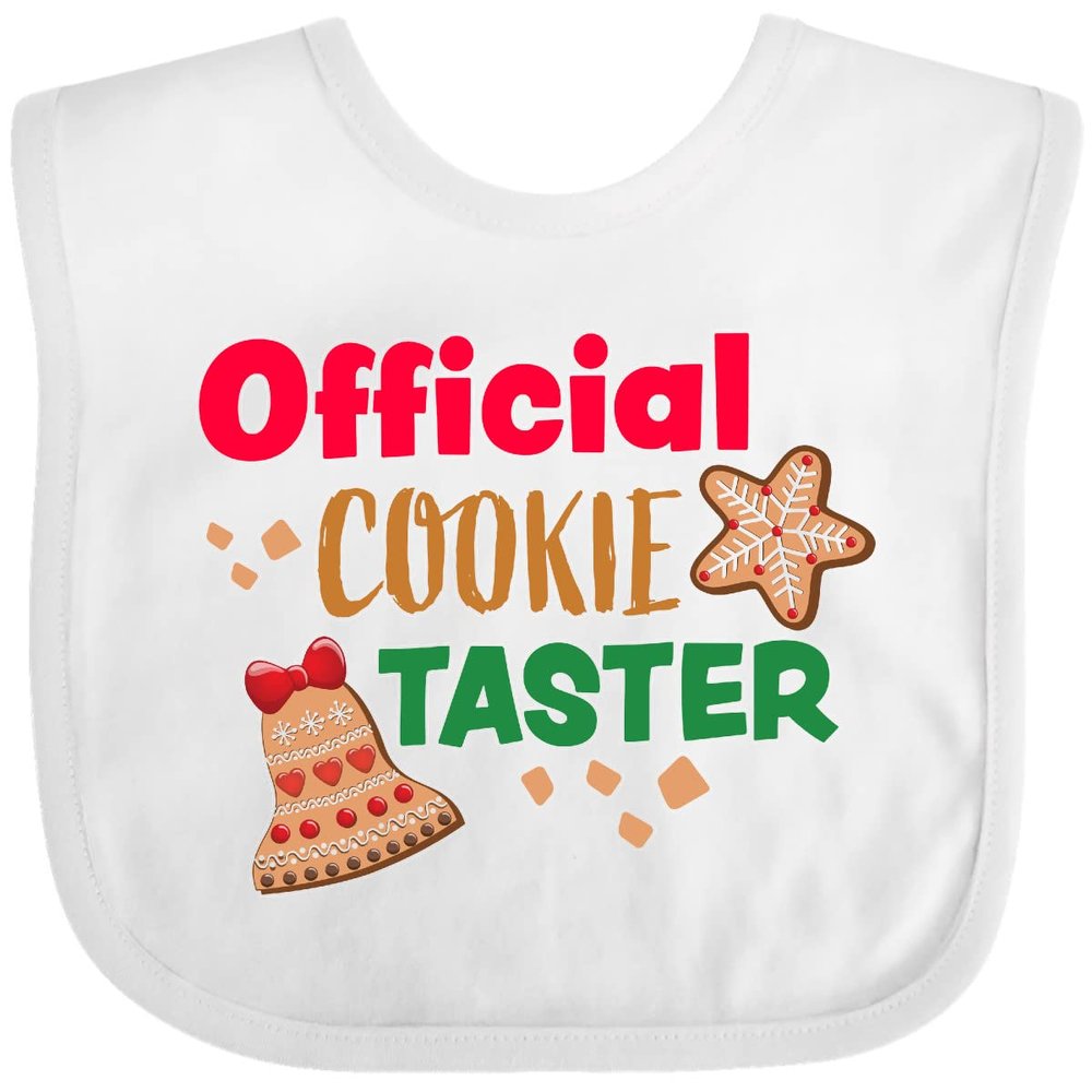 inktastic Christmas Official Cookie Taster with Bell and Star Cookie Baby Bib White 380e3