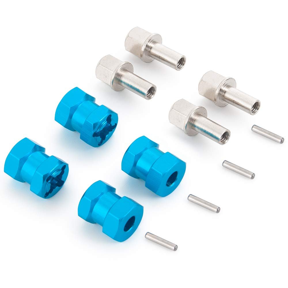 A Set of Aluminum Alloy 12mm Wheel Hub Hex Drive Adaptor + 15mm Offset for 1:10 Axial SCX10 /Wraith RC Crawler Car Red (Blue, 15MM)