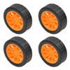 MroMax 30x11mm RC Cars Wheels, 4Packs Black Orange Toys Wheels, 2mm Dia Shaft Plastic Model Wheels for DIY Toy, RC Car, Truck, Boat and Helicopter Model Part view 1