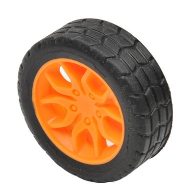 MroMax 30x11mm RC Cars Wheels, 1Pack Black Orange Toys Wheels, 2mm Dia Shaft Plastic Model Wheels for DIY Toy, RC Car, Truck, Boat and Helicopter Model Part