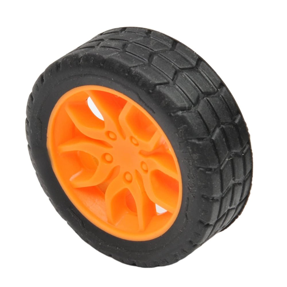 MroMax 30x11mm RC Cars Wheels, 1Pack Black Orange Toys Wheels, 2mm Dia Shaft Plastic Model Wheels for DIY Toy, RC Car, Truck, Boat and Helicopter Model Part