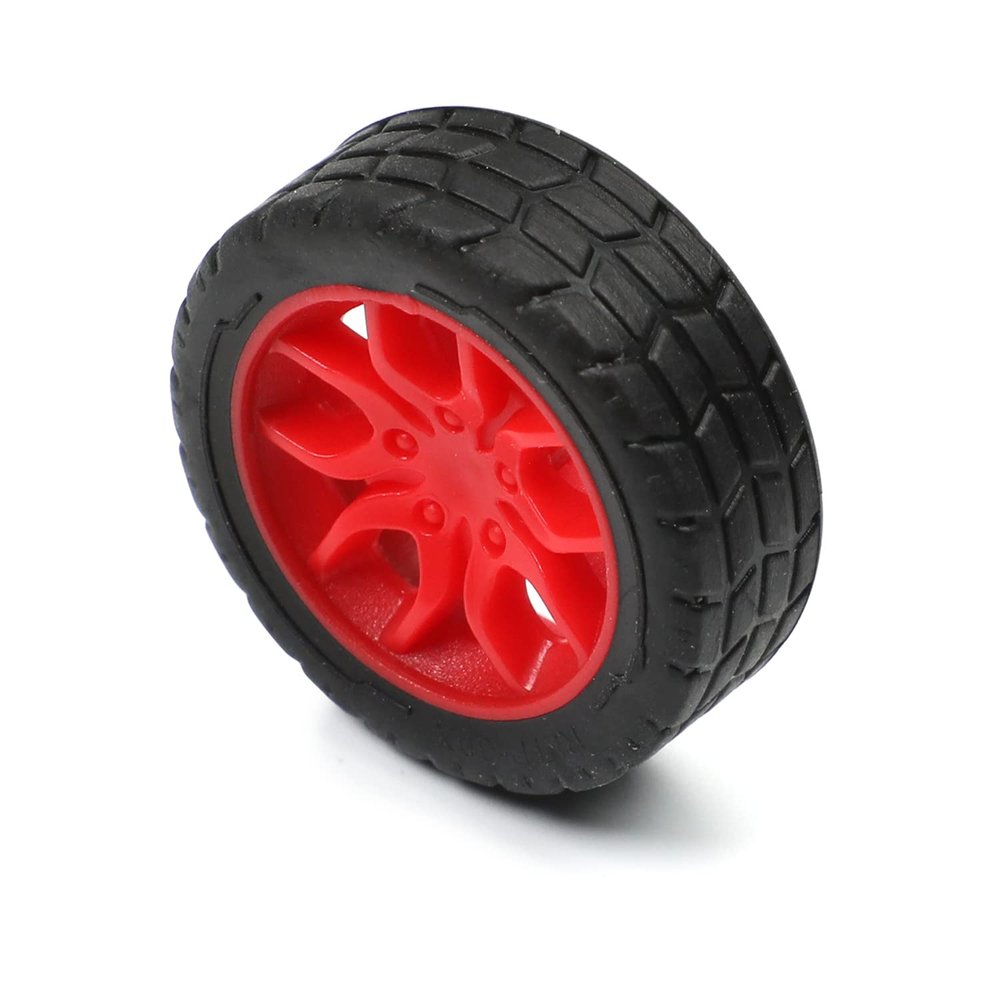 MroMax 30x11mm RC Cars Wheels, 1Pack Black Red Toys Wheels, 2mm Dia Shaft Plastic Model Wheels for DIY Toy, RC Car, Truck, Boat and Helicopter Model Part