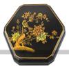 Chinese Checkers in Leatherette Box with Wooden Marbles (Birds and Flowers with Black Background Design) view 1