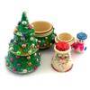 Needzo Hand Carved and Painted Russian Christmas Tree Nesting Doll, Surprise, Santa Claus Snowman, Beaded Tree 5 1/4 Inch view 2