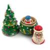 Needzo Hand Carved and Painted Russian Christmas Tree Nesting Doll, Surprise, Santa Claus Snowman, Beaded Tree 5 1/4 Inch view 3