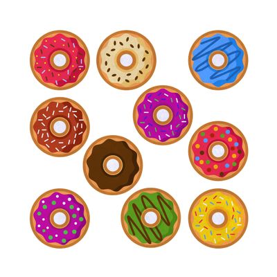 10 Yummy Little Donuts Felt Play Art Set Flannel Board Story Storyboard Pieces