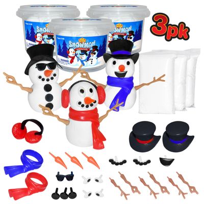 Build Buddiez Snowman  3 Pack DIY Craft Set with Putty & Accessories | Build, Decorate & Display Your Own Snowmen | Fun Winter Activity for Kids, Parties & Stocking Stuffers