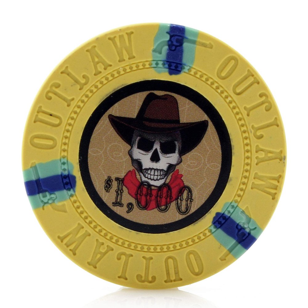 Versa Games Outlaw Clay Poker Chips in 13g - Pack of 50 (Choose Colors) (Yellow)
