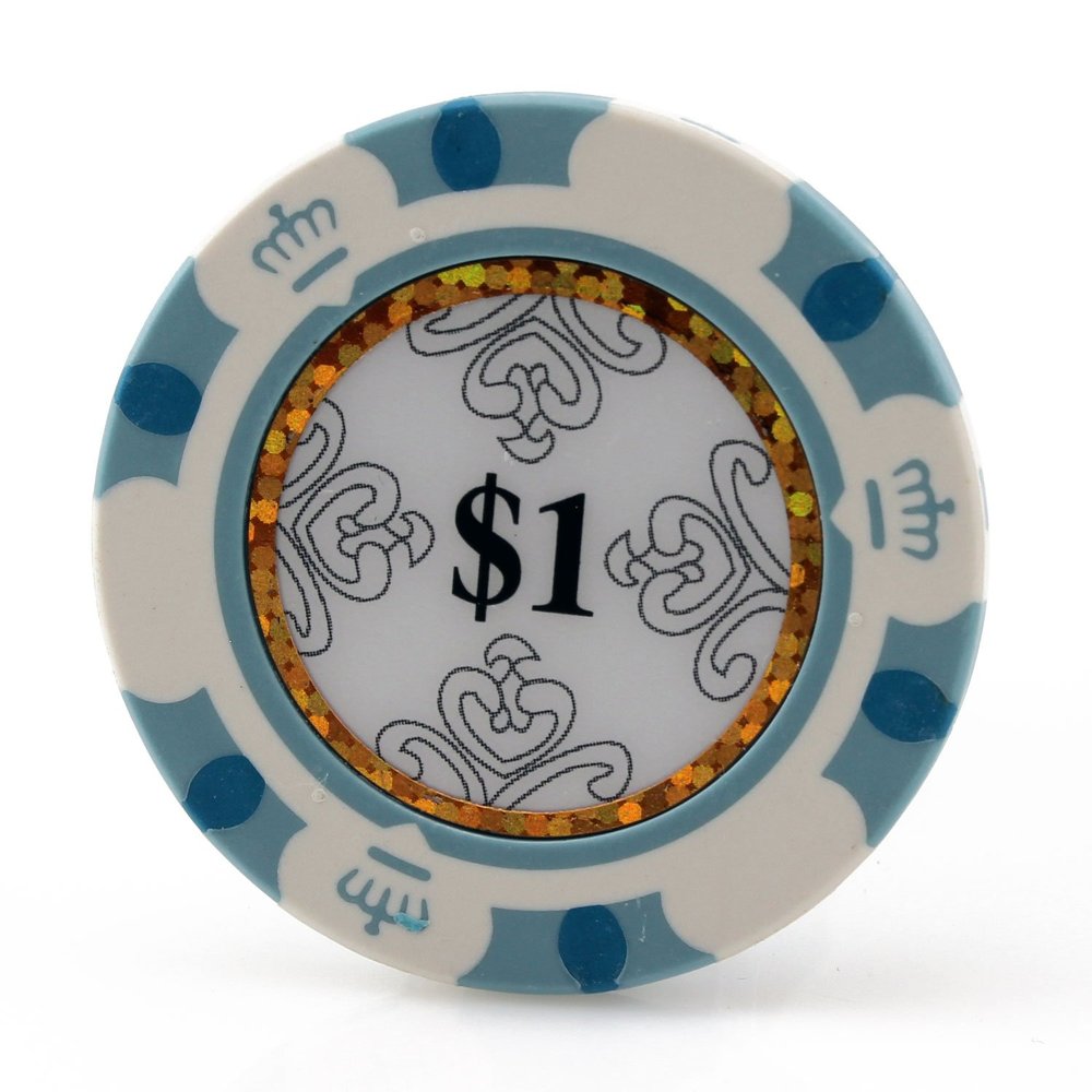 Versa Games Monte Carlo Clay Poker Chips in 13.5 Gram Weight - Pack of 50 (Choose Colors) (White)