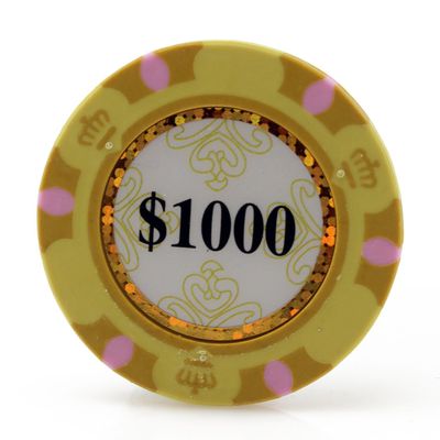 Versa Games Monte Carlo Clay Poker Chips in 13.5 Gram Weight - Pack of 50 (Choose Colors) (Yellow)