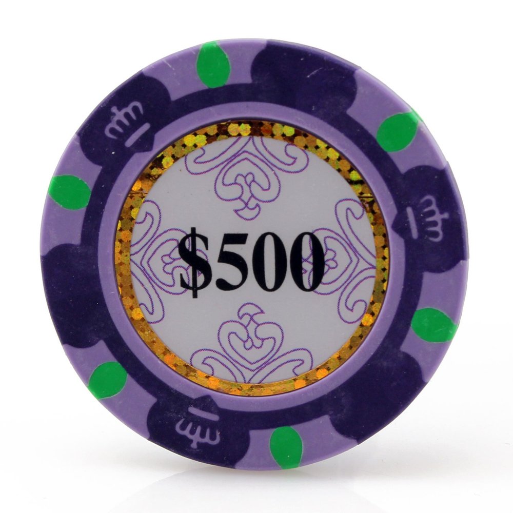 Versa Games Monte Carlo Clay Poker Chips in 13.5 Gram Weight - Pack of 50 (Choose Colors) (Purple)