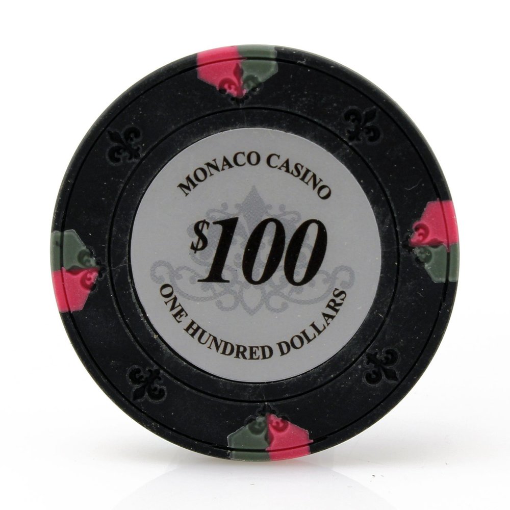 Versa Games Monaco Casino Clay Poker Chips in 13.5g - 50 Piece - (Choose Color) (Black)