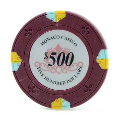 Versa Games Monaco Casino Clay Poker Chips in 13.5g - 50 Piece - (Choose Color) (Purple)