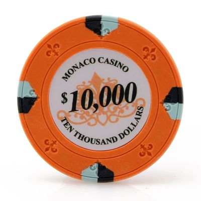 Versa Games Monaco Casino Clay Poker Chips in 13.5g - 50 Piece - (Choose Color) (Orange)