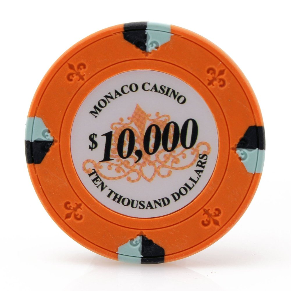 Versa Games Monaco Casino Clay Poker Chips in 13.5g - 50 Piece - (Choose Color) (Orange)