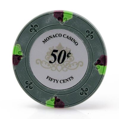 Versa Games Monaco Casino Clay Poker Chips in 13.5g - 50 Piece - (Choose Color) (Silver)