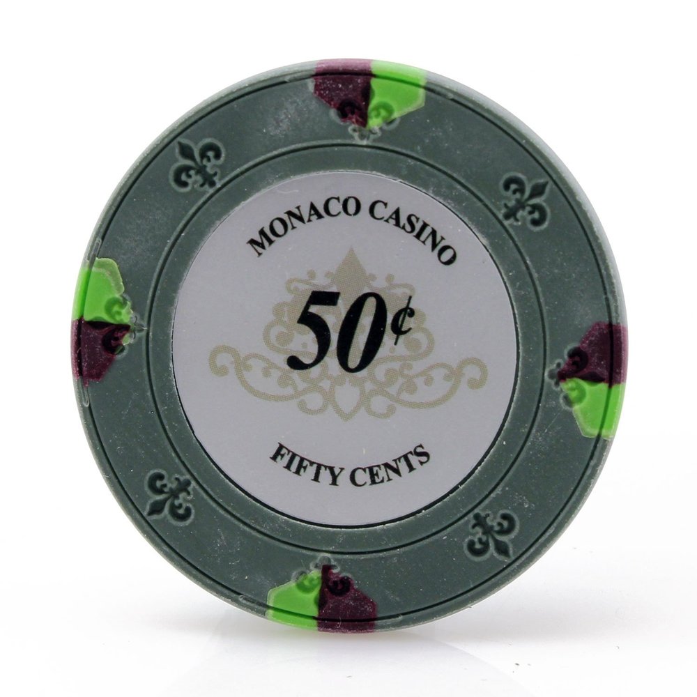 Versa Games Monaco Casino Clay Poker Chips in 13.5g - 50 Piece - (Choose Color) (Silver)