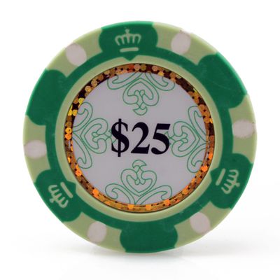 Versa Games Monte Carlo Clay Poker Chips in 13.5 Gram Weight - Pack of 50 (Choose Colors) (Green)