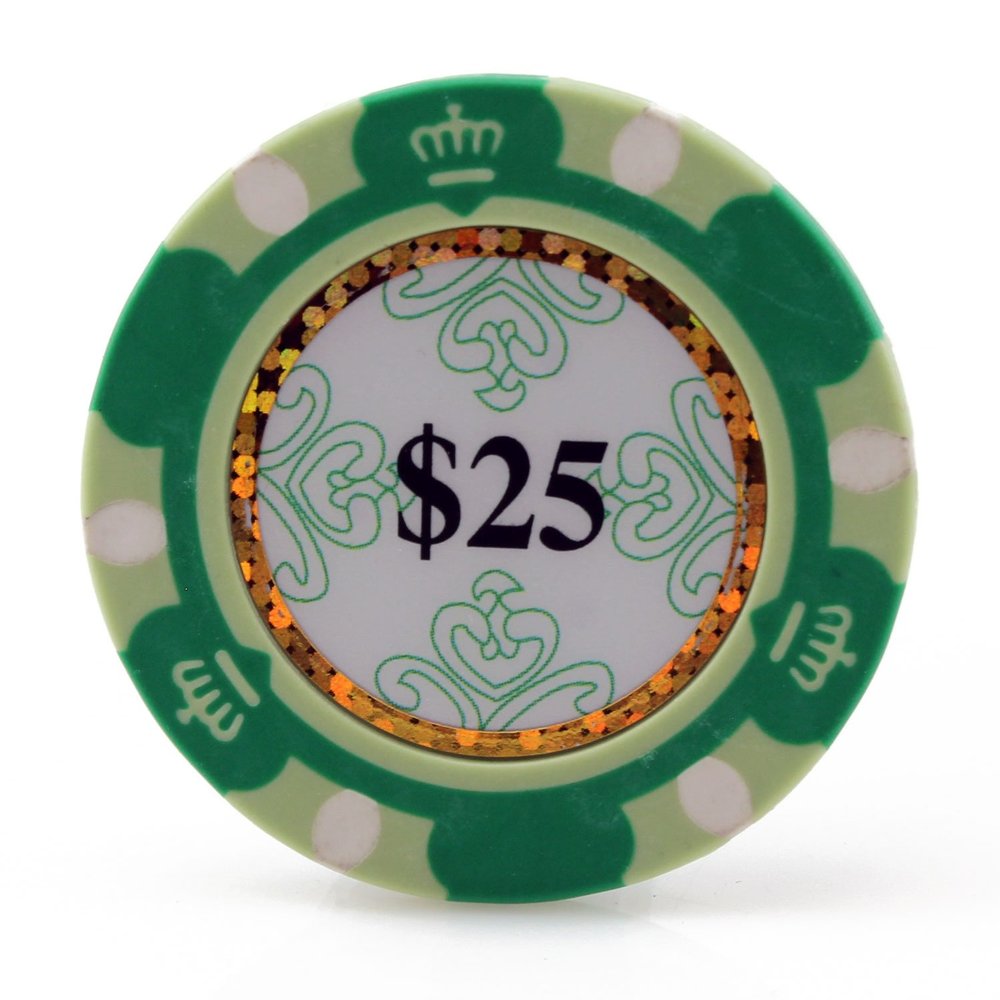Versa Games Monte Carlo Clay Poker Chips in 13.5 Gram Weight - Pack of 50 (Choose Colors) (Green)