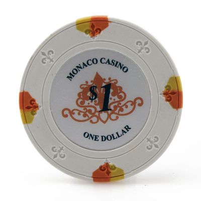 Versa Games Monaco Casino Clay Poker Chips in 13.5g - 50 Piece - (Choose Color) (White)