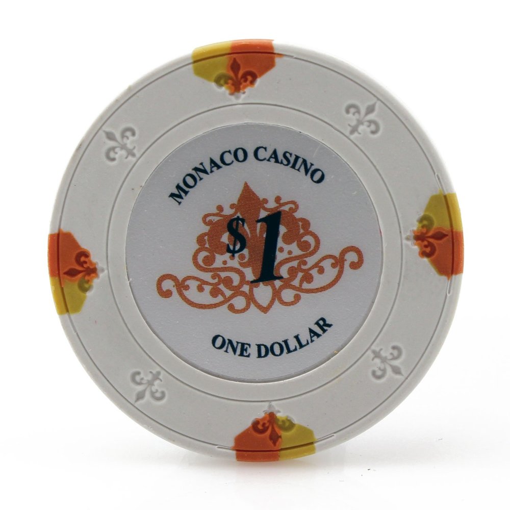 Versa Games Monaco Casino Clay Poker Chips in 13.5g - 50 Piece - (Choose Color) (White)