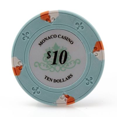 Versa Games Monaco Casino Clay Poker Chips in 13.5g - 50 Piece - (Choose Color) (Light Blue)