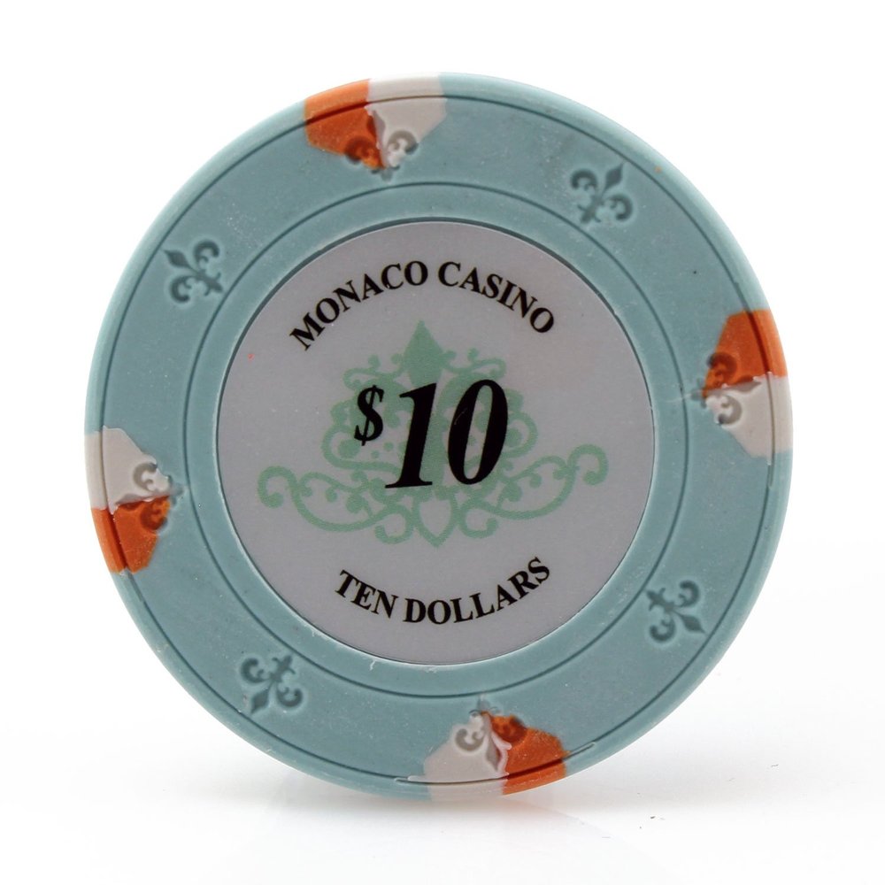 Versa Games Monaco Casino Clay Poker Chips in 13.5g - 50 Piece - (Choose Color) (Light Blue)
