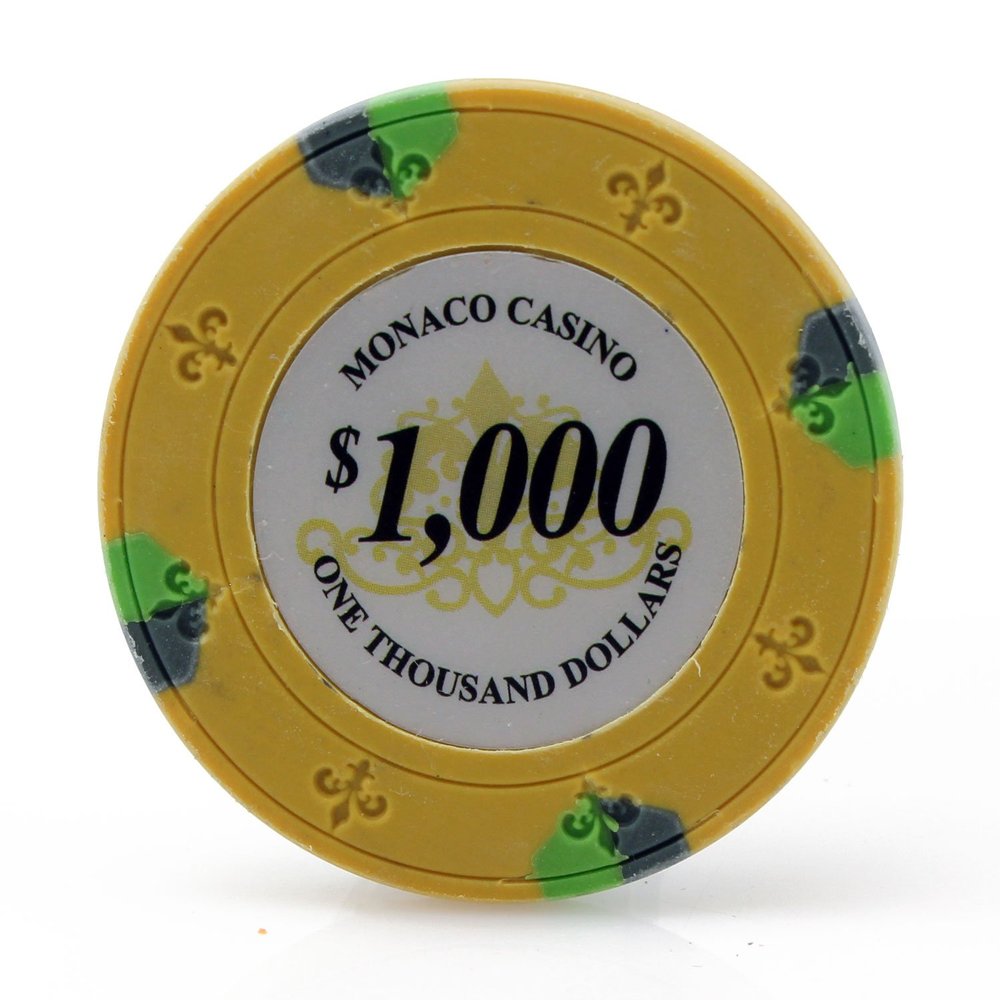 Versa Games Monaco Casino Clay Poker Chips in 13.5g - 50 Piece - (Choose Color) (Yellow)