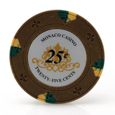Versa Games Monaco Casino Clay Poker Chips in 13.5g - 50 Piece - (Choose Color) (Brown)