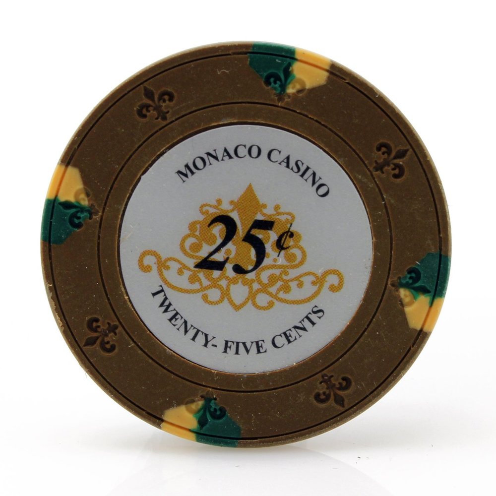 Versa Games Monaco Casino Clay Poker Chips in 13.5g - 50 Piece - (Choose Color) (Brown)